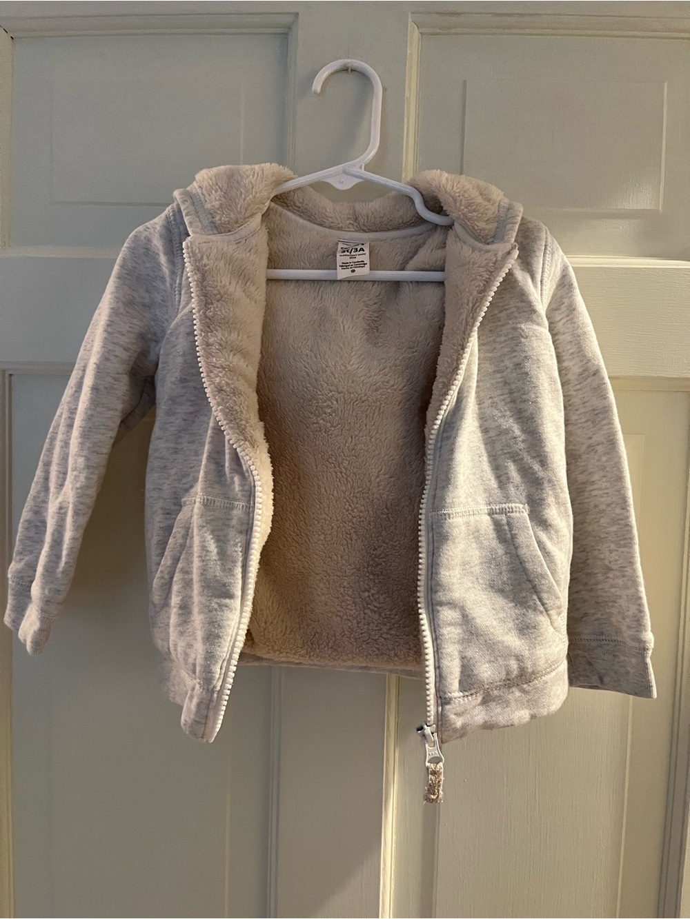Carter's Light Gray Sherpa-Lined Zip Hoodie